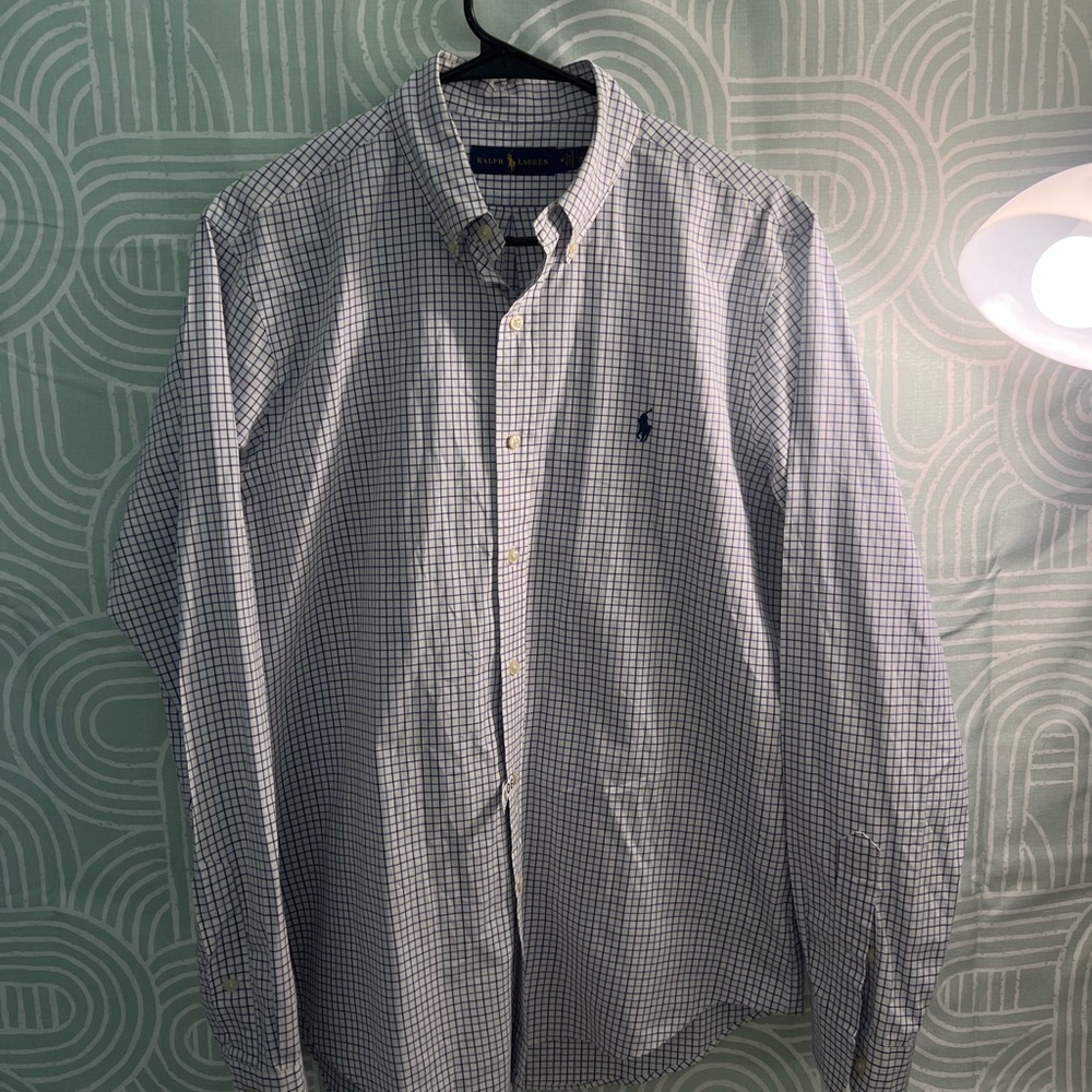 Ralph Lauren Polo Button Down Shirt | Blue Check | Men’s Medium | 100% Cotton